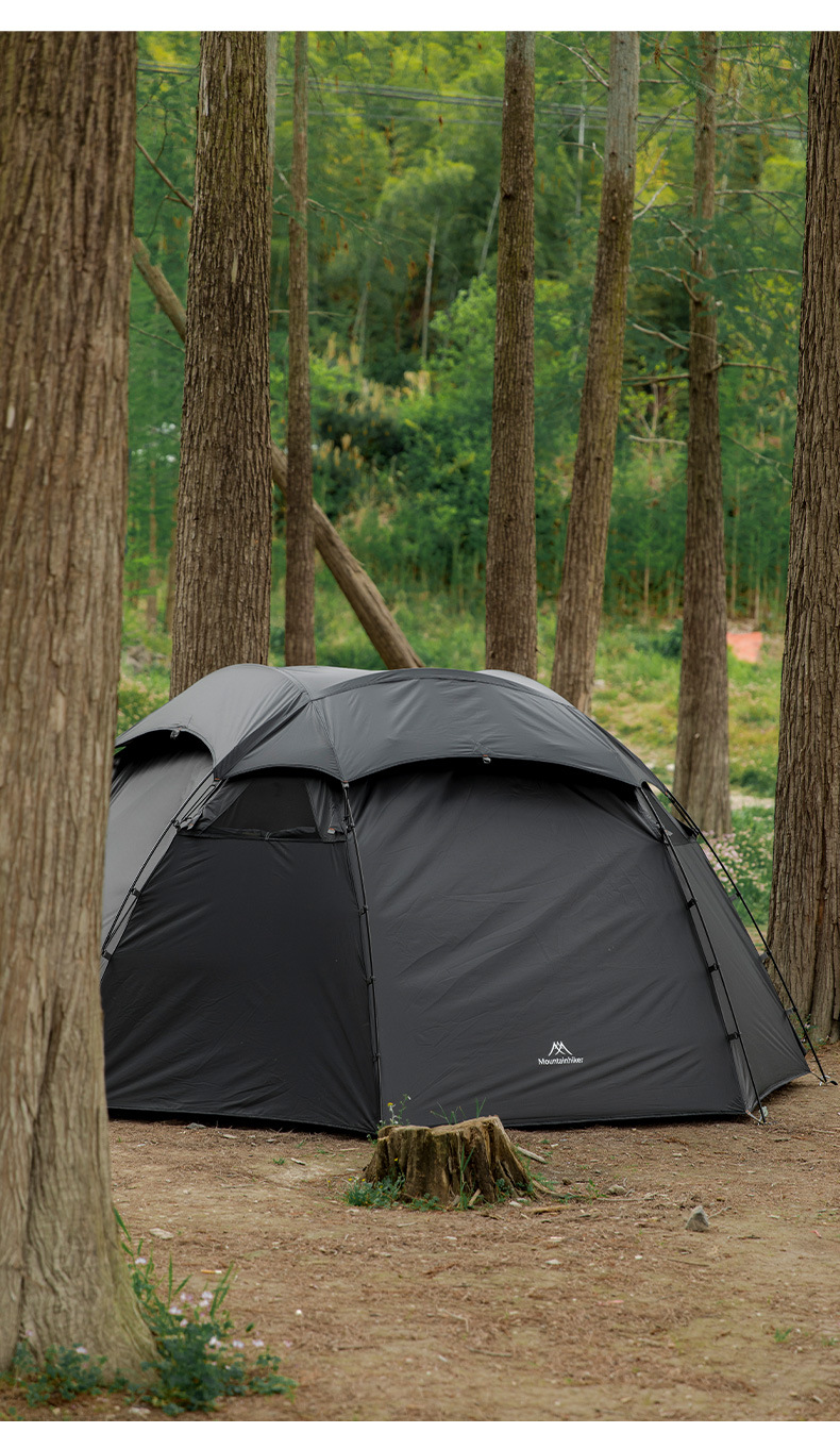 Cheap Goat Tents Mountainhiker SZK281 3 4 Person Outdoor Round Tents 210T Polyester Waterproof Shelter Tear Resistant Black Camping Dome Tent   
